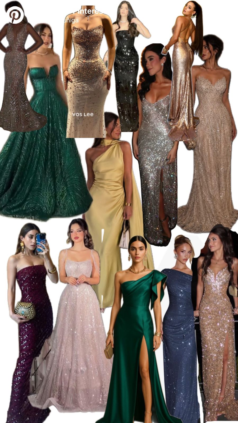 Inspiración de vestidos largos de gala en tonos joya y metálicos